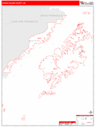 Kodiak Island Borough (County), AK Digital Map Red Line Style